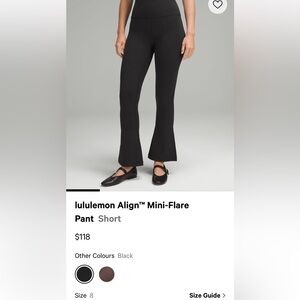 Lululemon align high rise mini flare legging short length